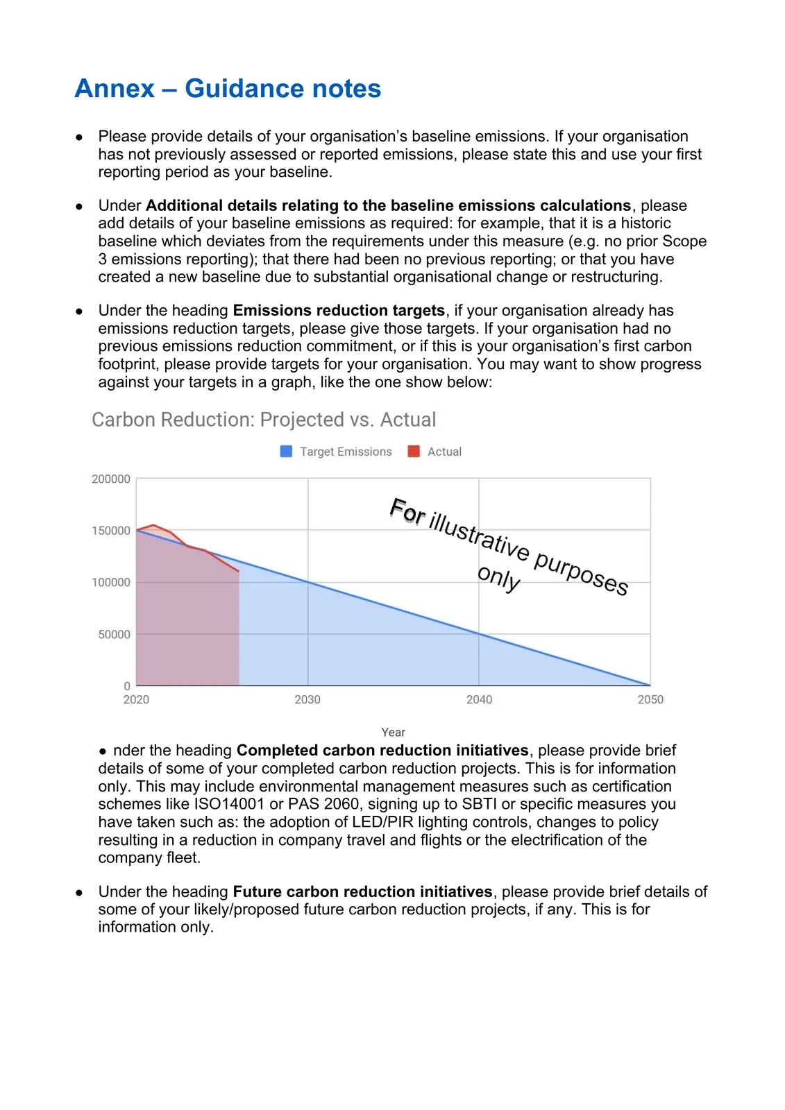Page 6 of the PPN 006 Carbon Reduction Plan template