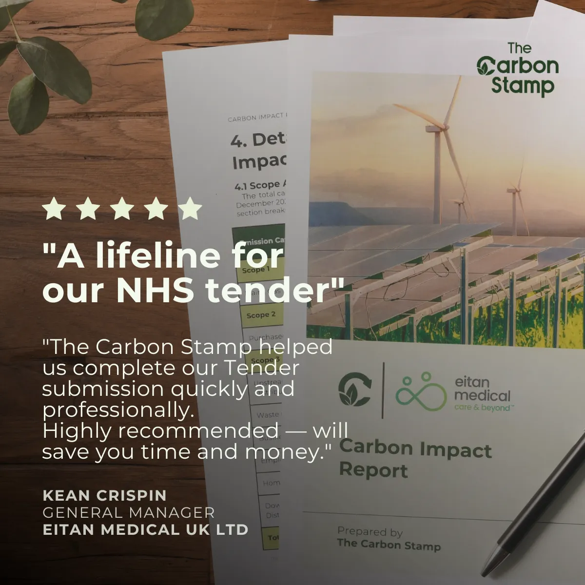 Eitan Medical client testimonial for The Carbon Stamp