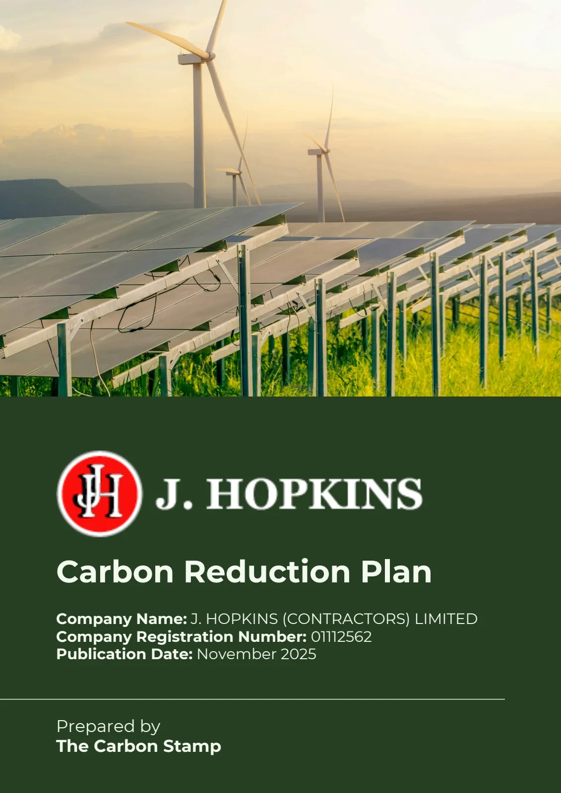 J Hopkins Contractors Carbon Impact Report 2025, PPN 006 Carbon Reduction Plan