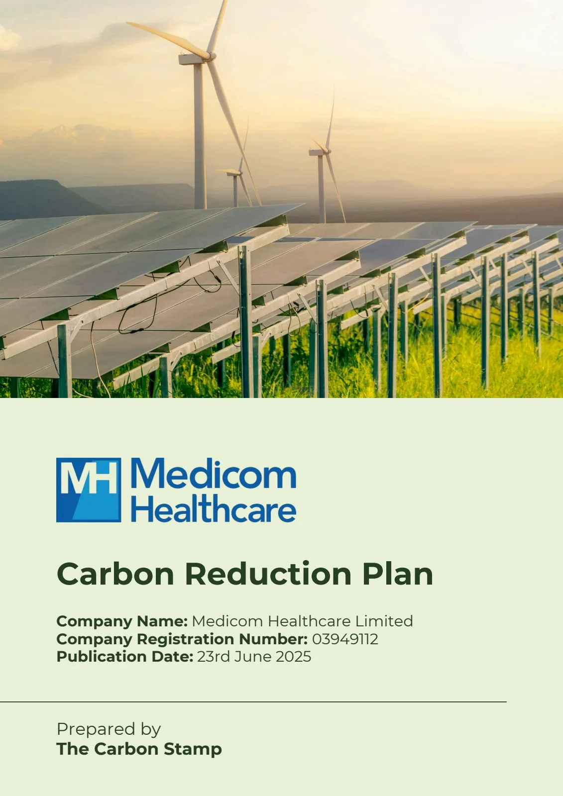 Medicom Healthcare Carbon Reduction Plan 2025 - Prepared by The Carbon Stamp
